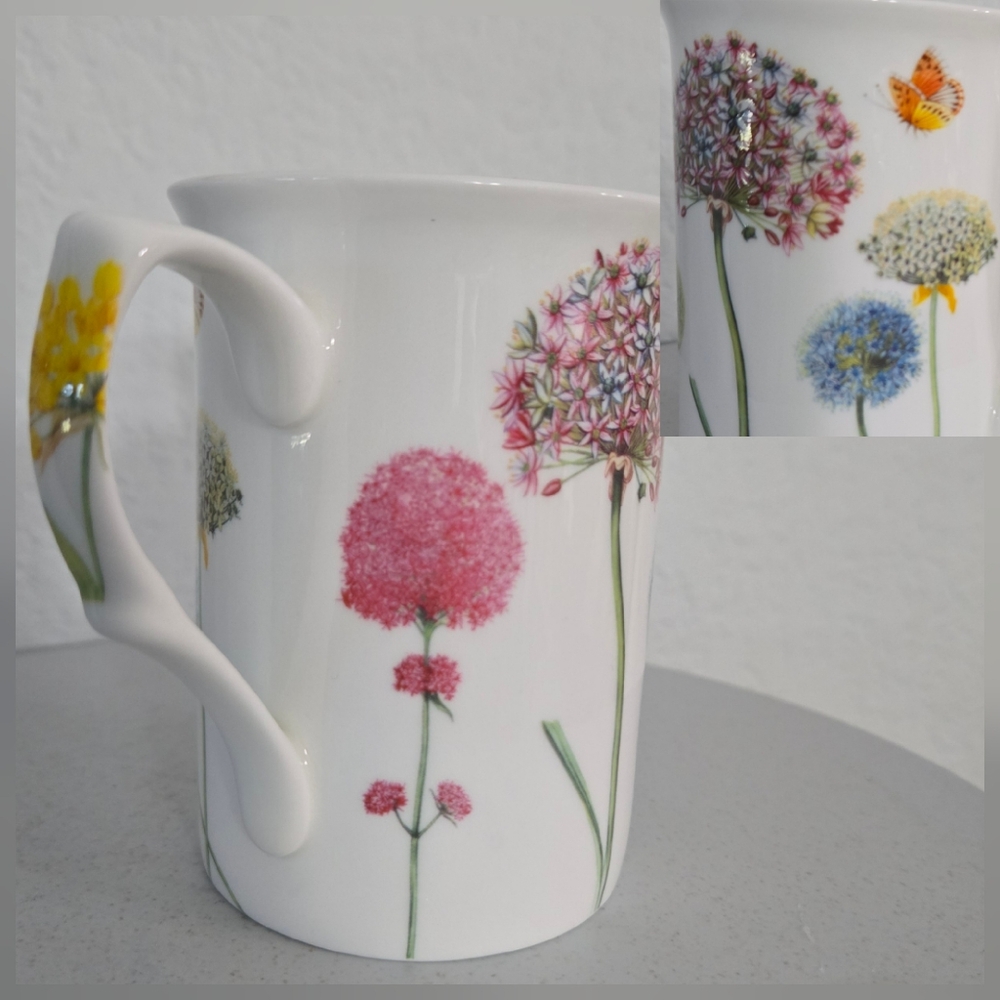 Stechcol Floral Grace Coffee Mug Tea Cup butterflies lilies alliums